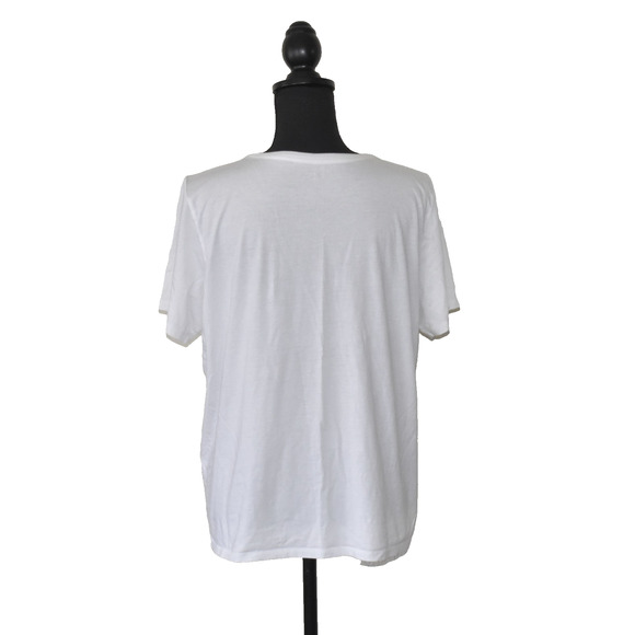 A2 NEW EILEEN FISHER White Organic Cotton Crew Neck Short Sleeve T Shirt Size XL - Picture 2 of 4